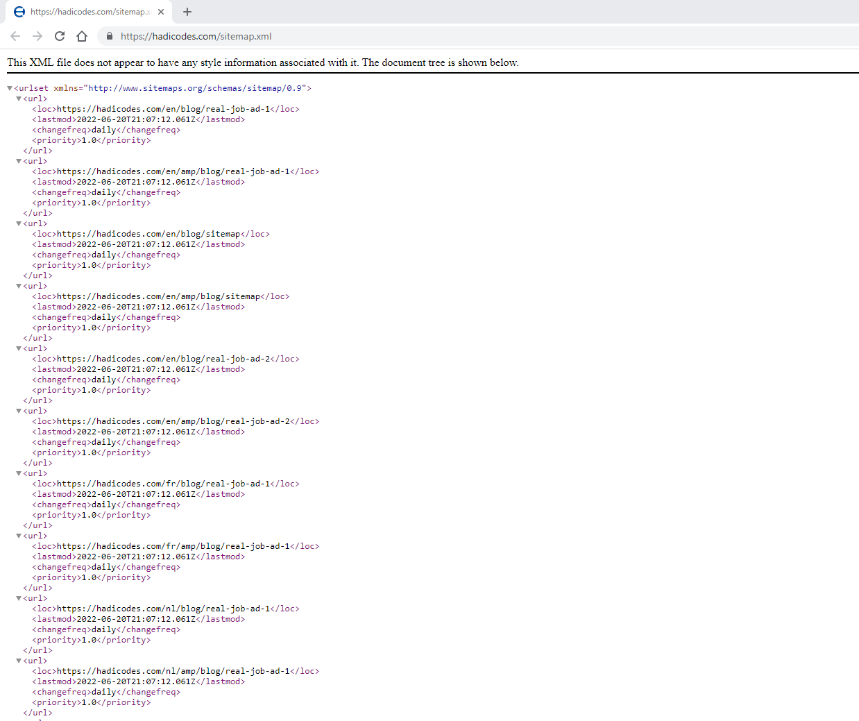 sitemap, hadicodes sitemap